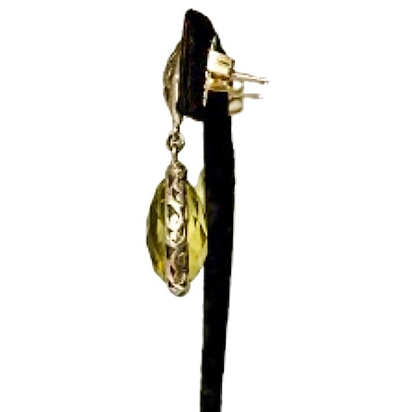LOIS HILL Sterling Silver Faceted Lemon Yellow Topaz Drop Dangle Earrings - Picture 3 of 9